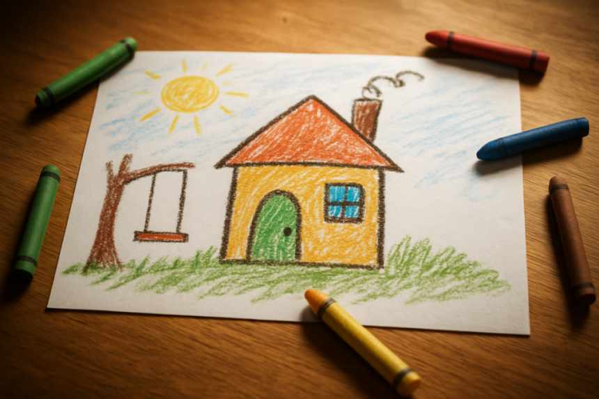 Child's drawing of cottage