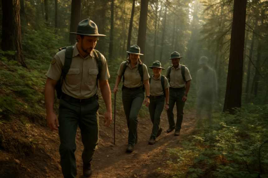Fire lookout team with phantom ranger