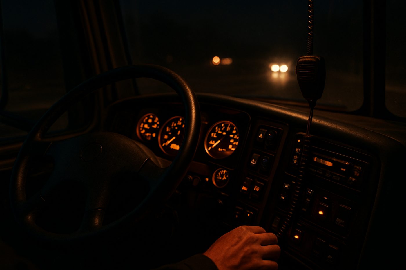 Truck cab with CB radio