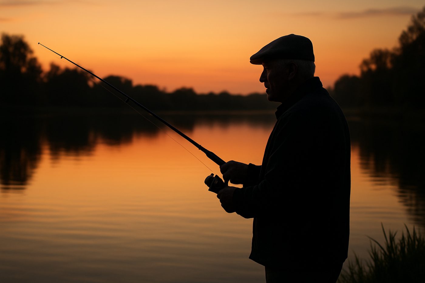 Quiet fishing by the lake