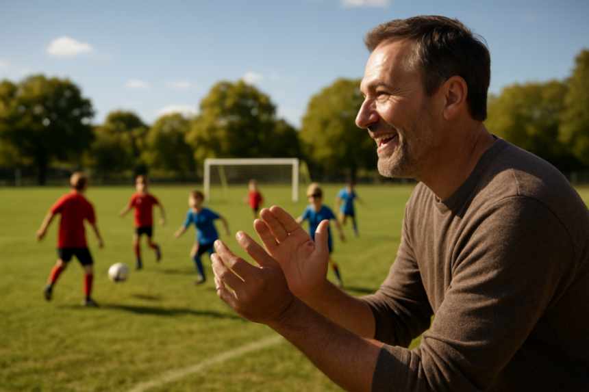 supportive father at football