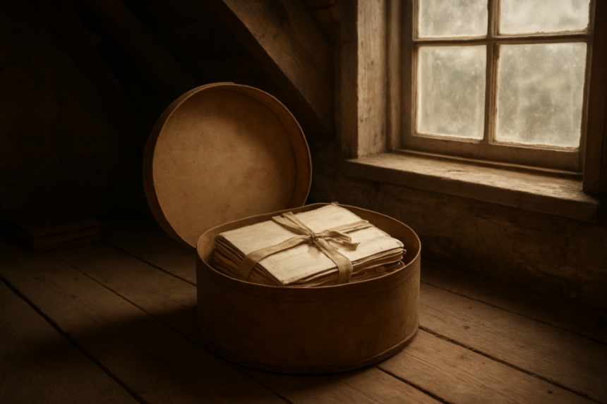 Attic with hatbox of letters