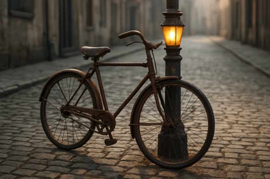 Vintage bicycle and street lamp