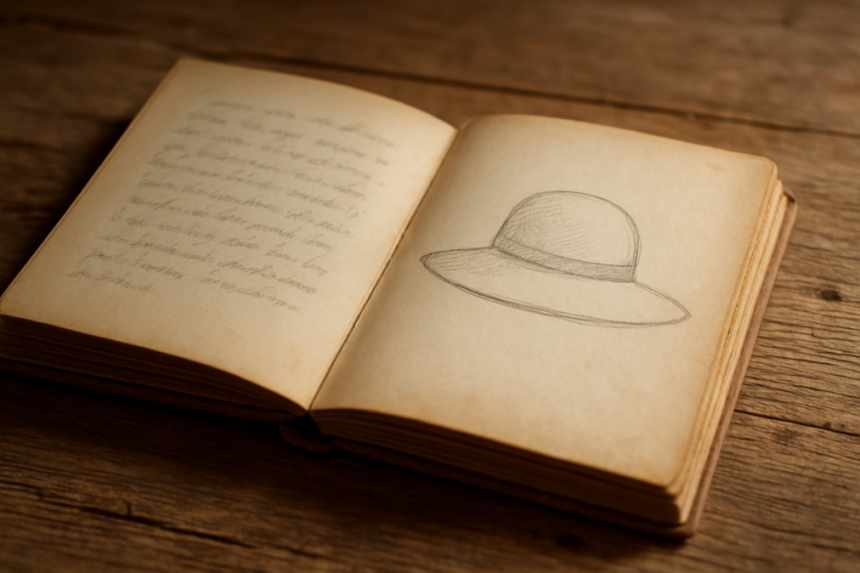 Baby book with hat drawing