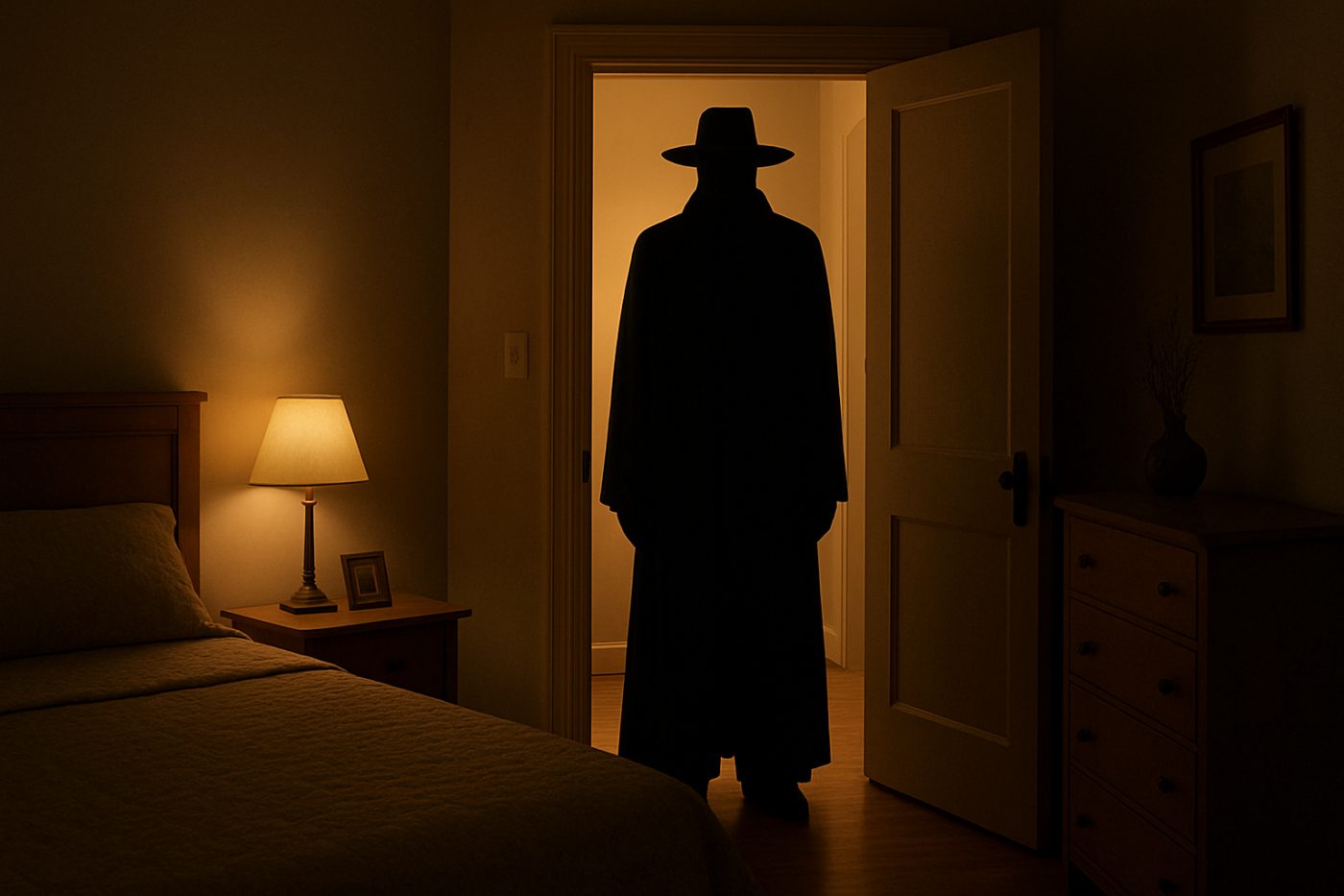 The Hat Man in doorway