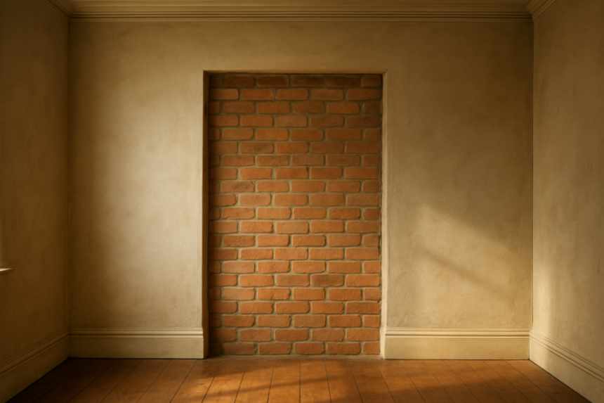 Bricked-up Victorian doorway wall
