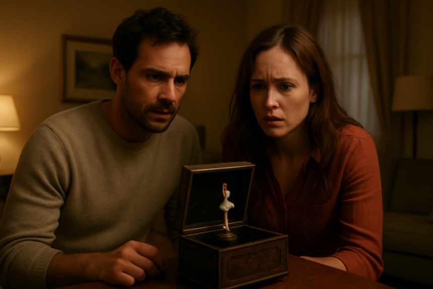 Couple checking music box
