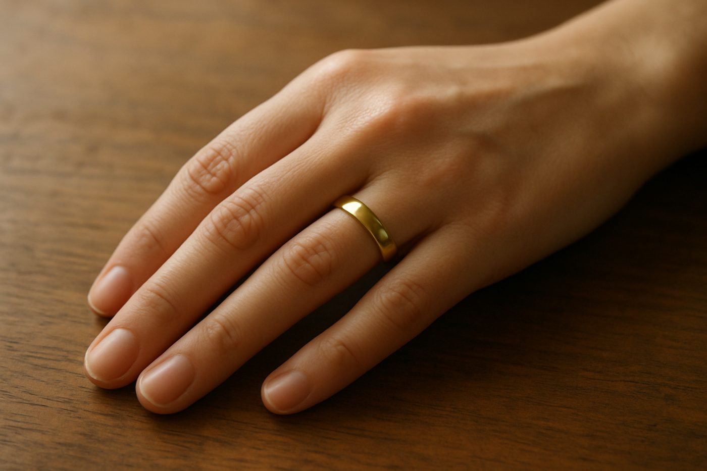 wedding ring on finger
