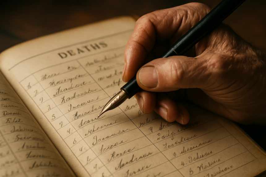 Hand writing in family Bible
