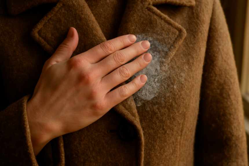 Cold patch on wool coat