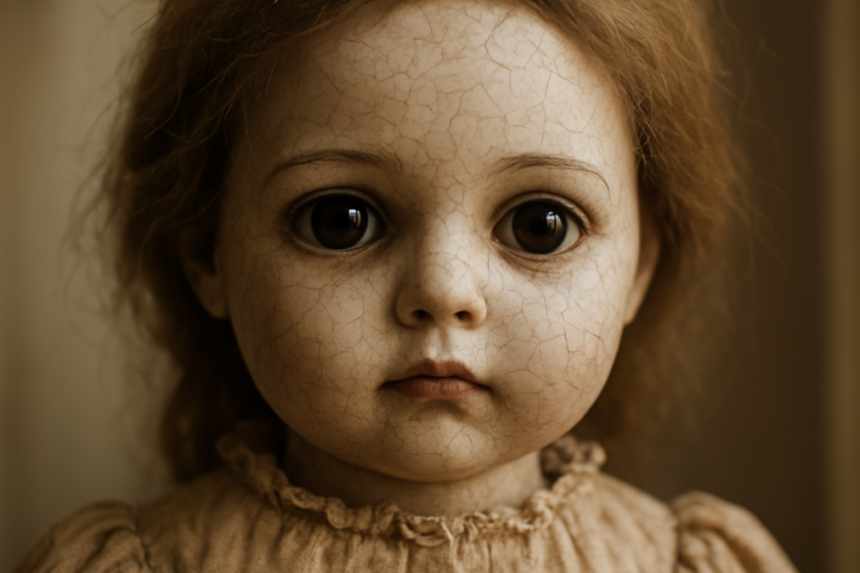 porcelain doll’s staring eyes
