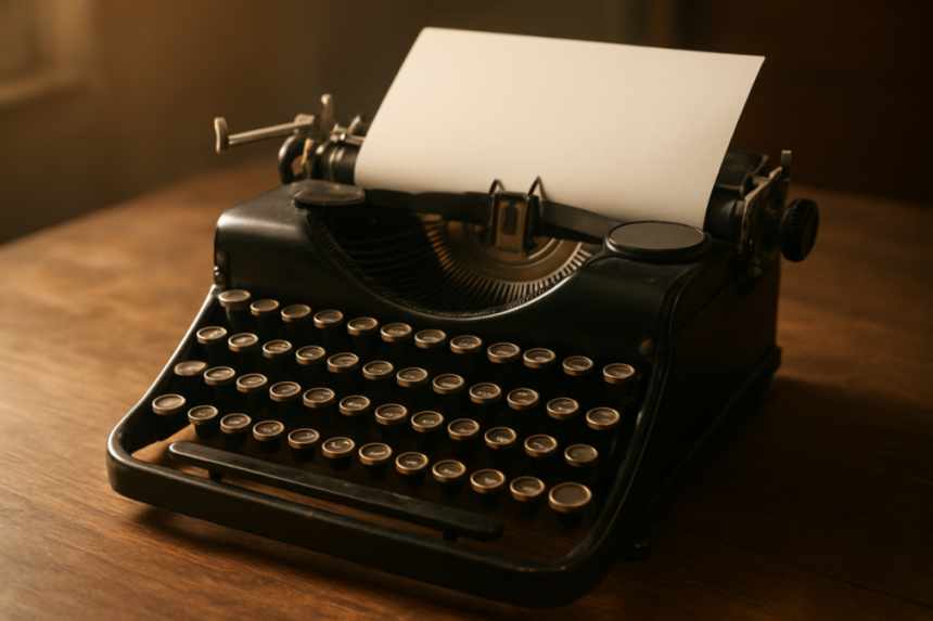 vintage manual typewriter on desk