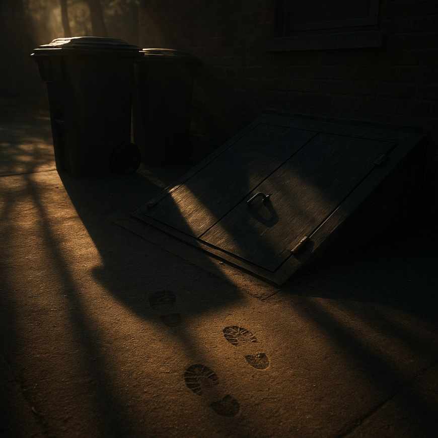 Sunlit basement hatch door