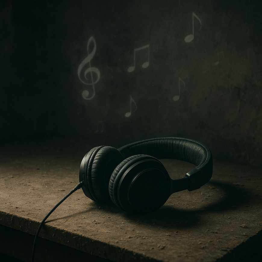 Headphones playing in basement