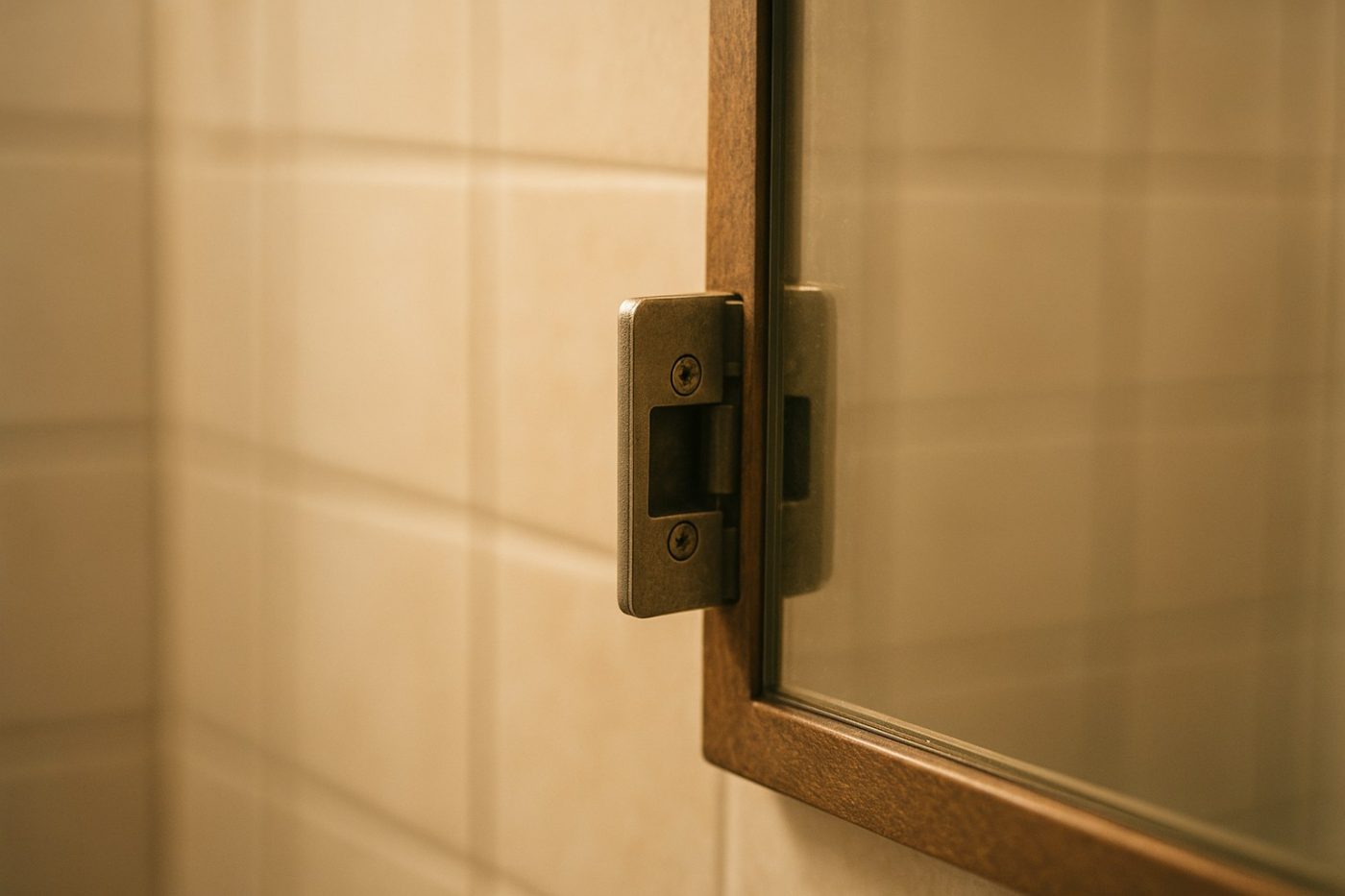 Concealed mirror latch detail