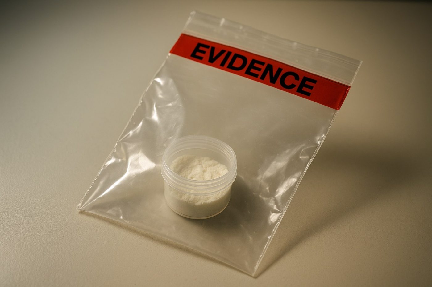 Powder container as police evidence