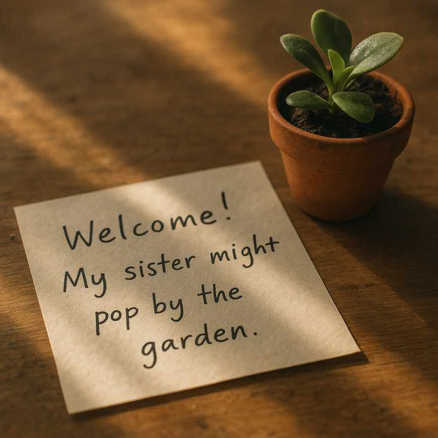 Note about sister visiting