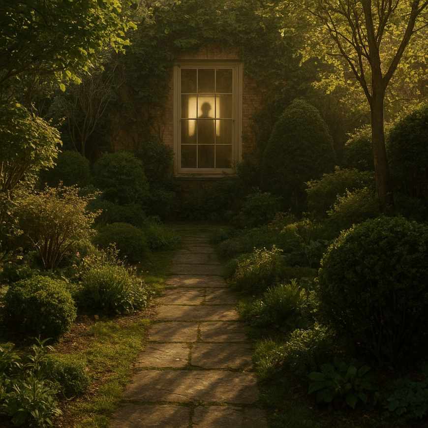 Empty garden scene afternoon