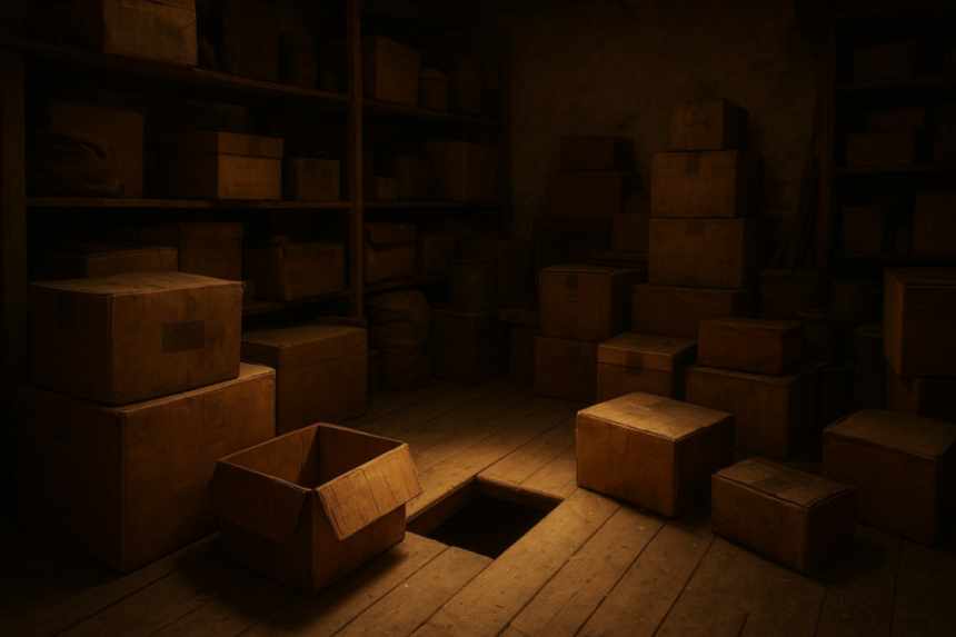 Storage room with creaking floorboard