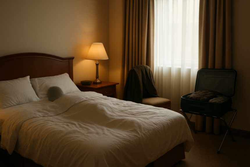 occupied hotel room with sleeper