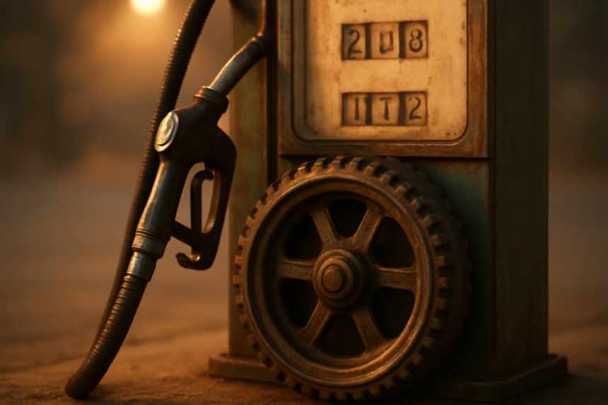 Old-style petrol pump close-up