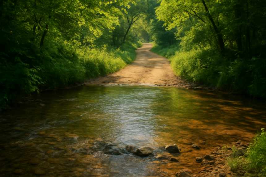 Country ford crossing road