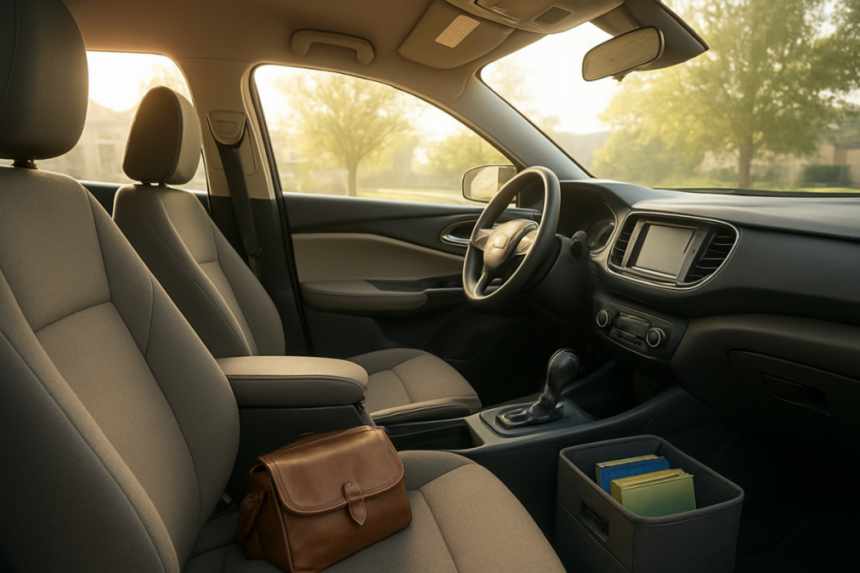 secured tidy car interior