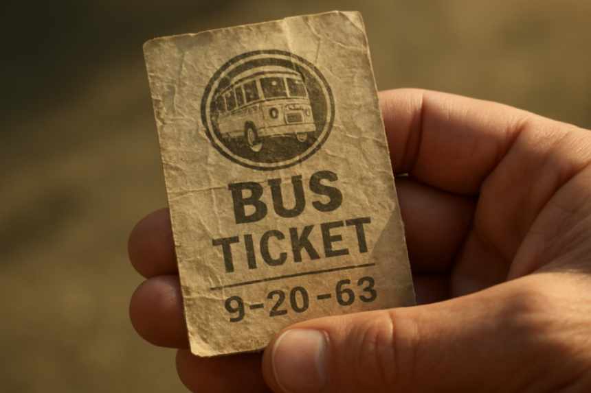 Vintage bus ticket close-up