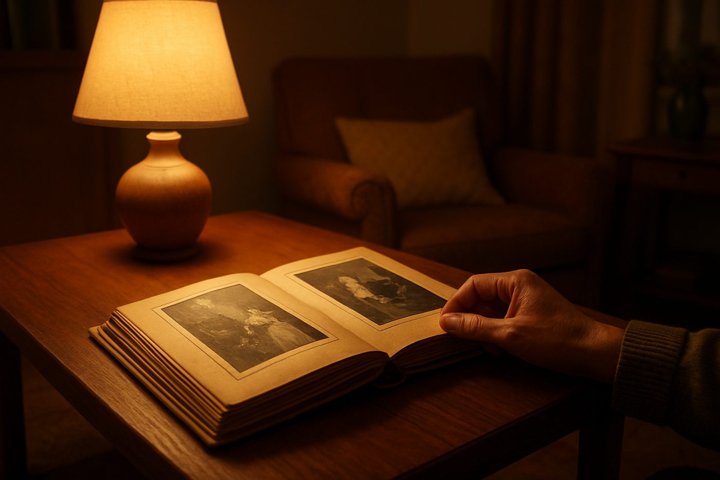 Old family photo album open