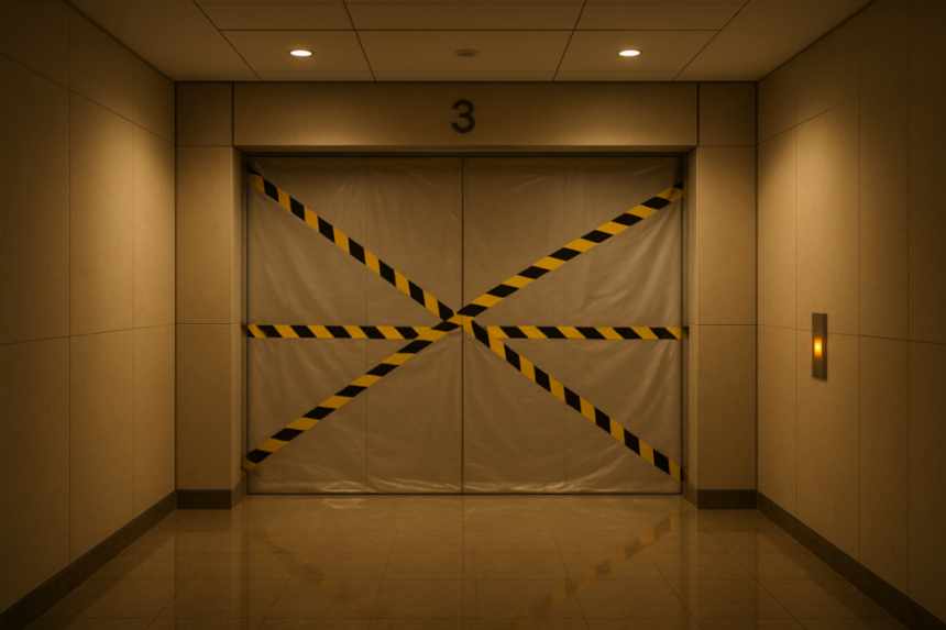 Sealed third-floor lift lobby