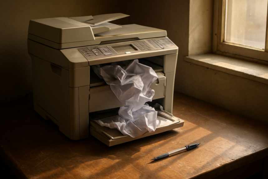 Temperamental office copier jammed