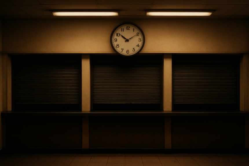 Closed passport office desks