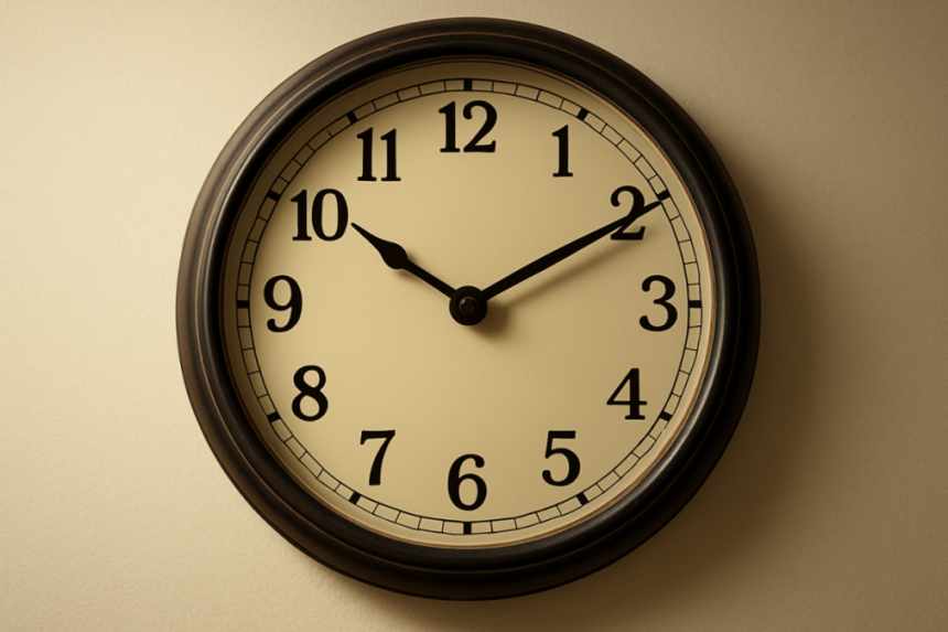 Office clock showing closing time