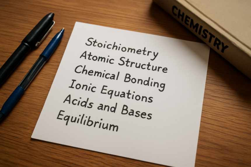 handwritten chemistry exam topics