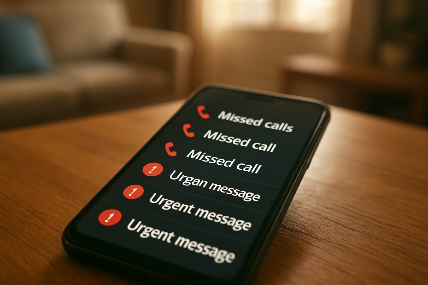 Phone with missed calls and messages