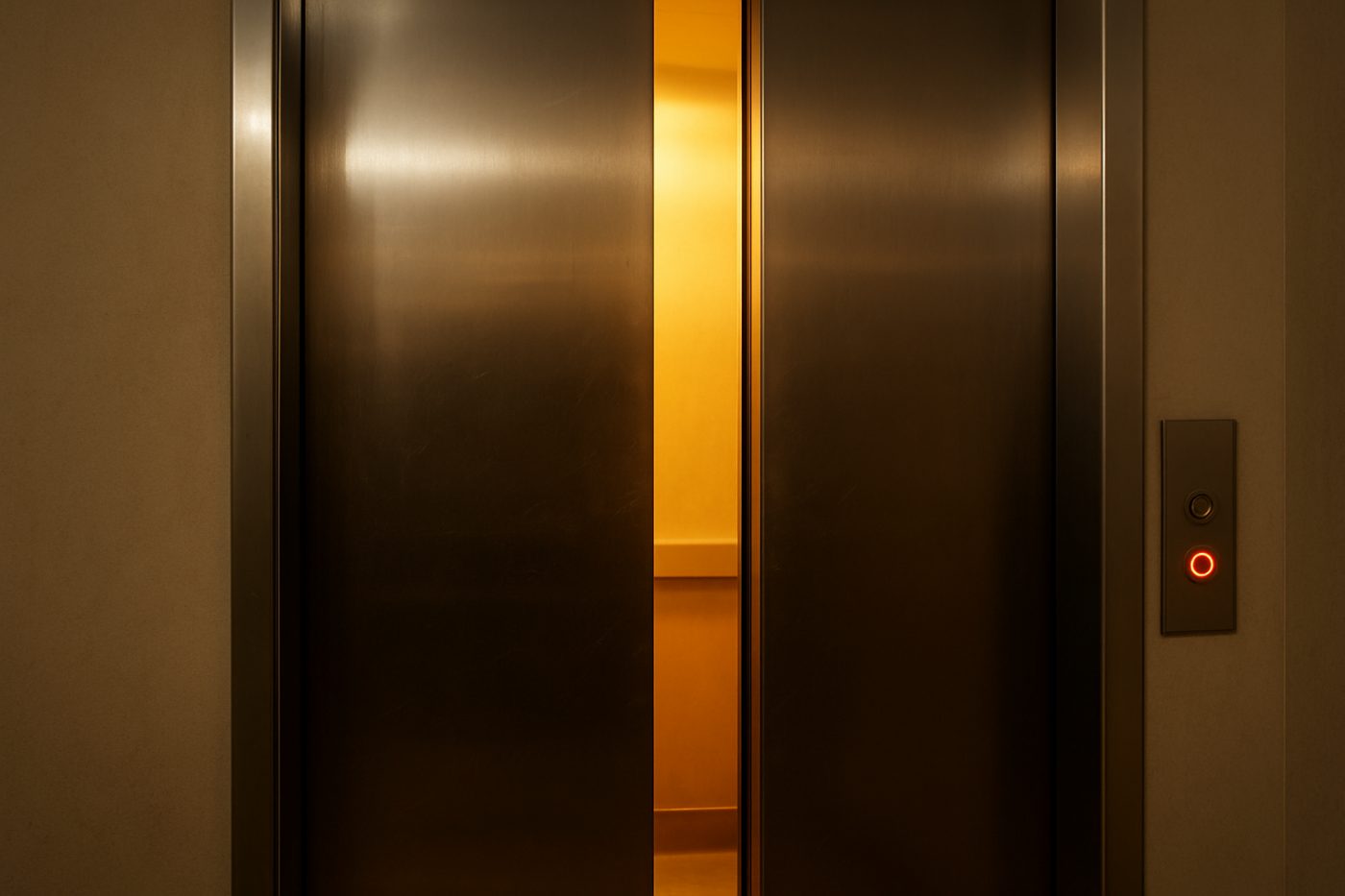open lift door glowing light