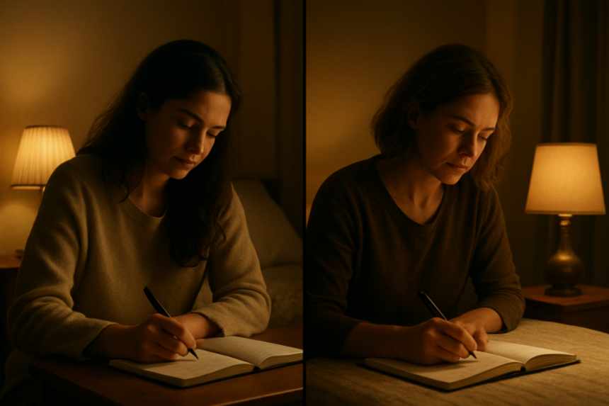 sisters journaling separately