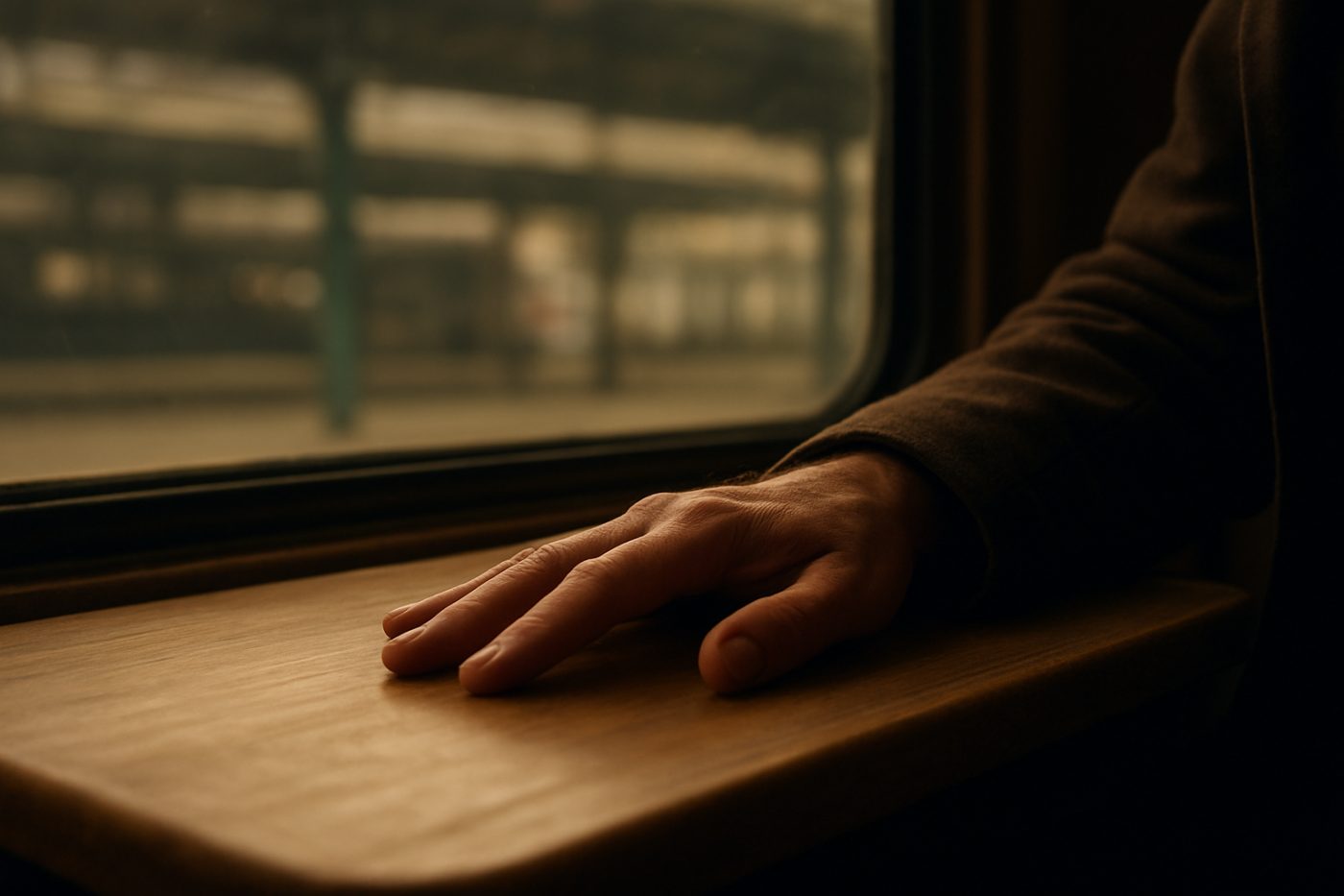 Man pats train table
