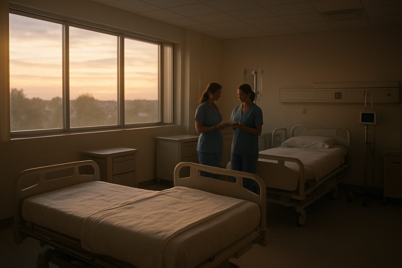 Morning hospital handover scene