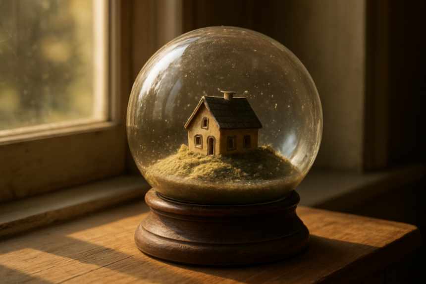 Estate sale snow globe on windowsill