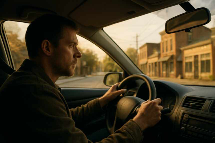 Driver reflecting on time slip