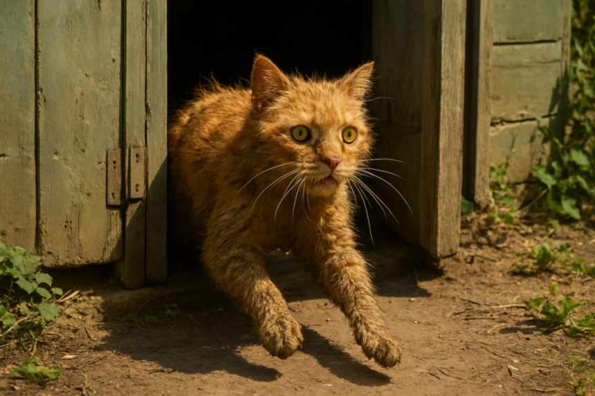 Cross lost cat escaping