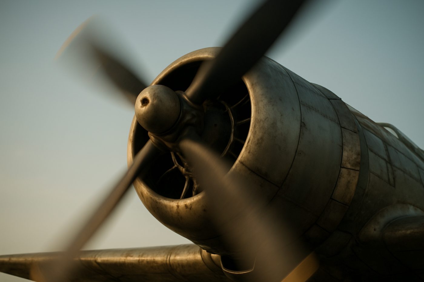 Vintage propeller plane close-up