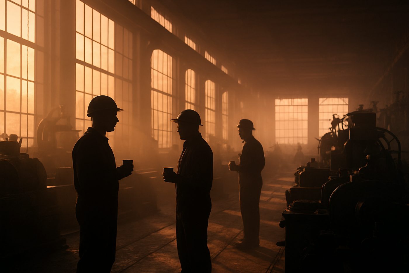 Factory dawn light scene