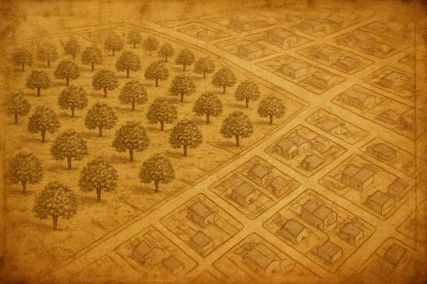 Historical orchard map overlay