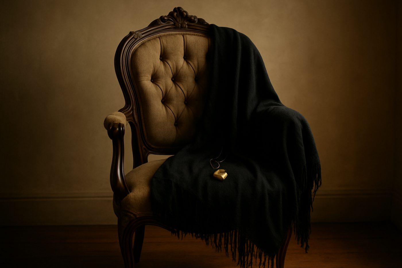 Empty mourning chair scene