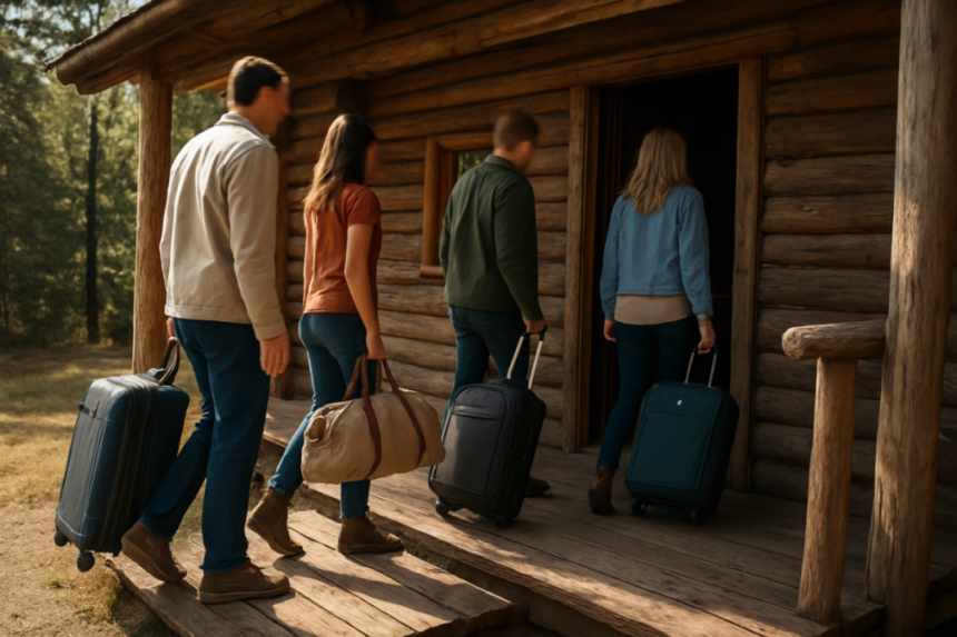 Remote cabin guest arrival