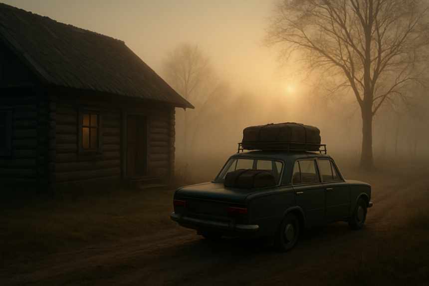 Dawn departure from cabin