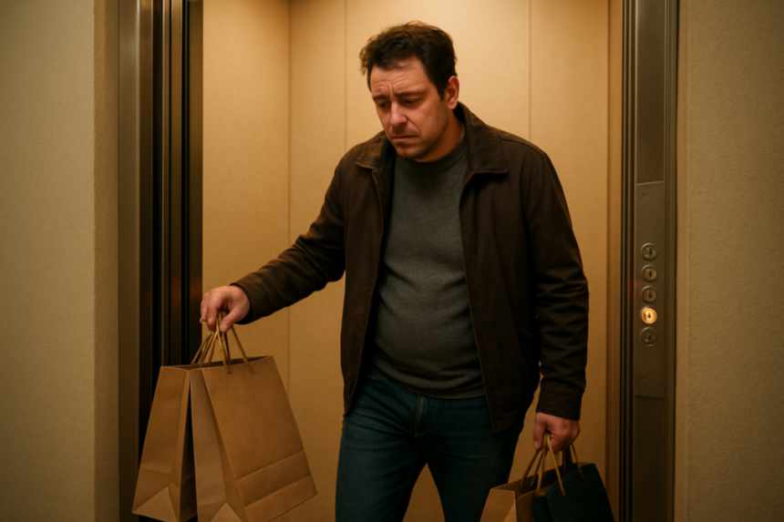 Person entering car park lift