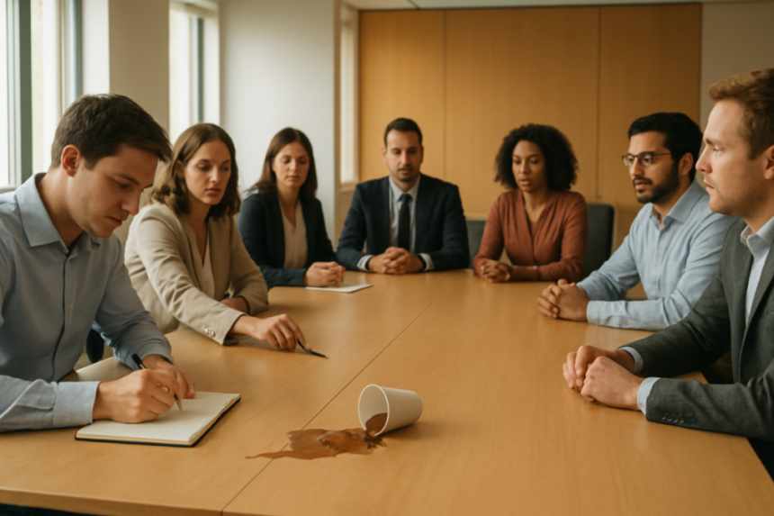 deja vu office meeting scene